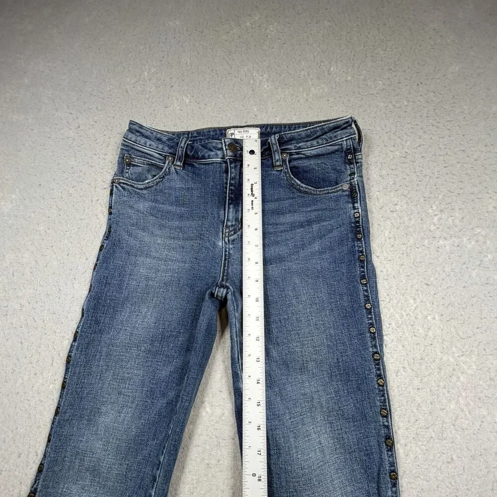 FP Free People Jeans Women’s Size 28 Blue Boot Cut Metal Studs Denim Pockets